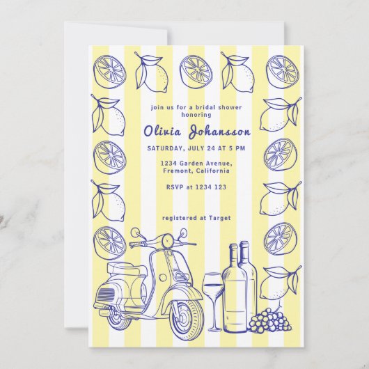 La Dolce Vita Italiaans Citroengeel Vrijgezellenfe Kaart (Voorkant)