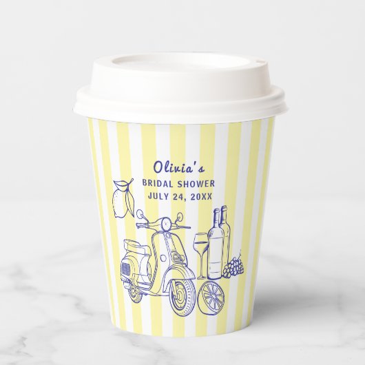 La Dolce Vita Italiaans Citroengeel Vrijgezellenfe Papieren Bekers (Voorkant)