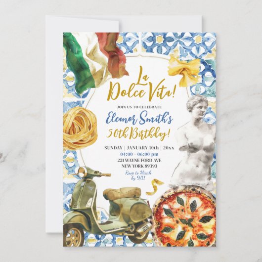 La Dolce Vita Italiaans Diner Thema Volwassen Verj Kaart (Voorkant)