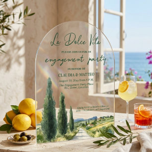La Dolce Vita Italiaans feestelijke betrokkenheids Acryl Uitnodigingen