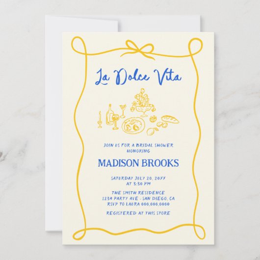 La Dolce Vita Italiaans handgetekend Vrijgezellenf Kaart (Voorkant)