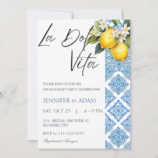 La Dolce Vita Italiaans Middellandse Zee Huwelijks Kaart (Voorkant)