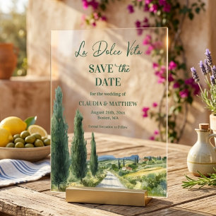 La Dolce Vita Italiaans uitzicht Elegant Bewaar de Acryl Uitnodigingen