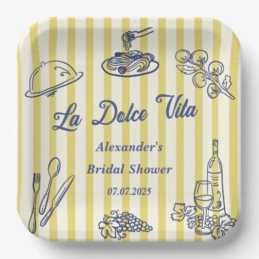 La Dolce Vita Italiaans Vrijgezellenfeest Papieren Bordje (Voorkant)