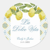 La Dolce Vita Italiaanse citroen bruiloft Ronde Sticker (Voorkant)