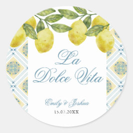 La Dolce Vita Italiaanse citroen trouwfeest Ronde Sticker