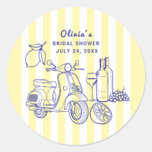 La Dolce Vita Italiaanse citroenwijn bruidsdouche Ronde Sticker