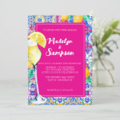 La Dolce Vita Italiaanse Lemon bruiloft Uitnodigin Kaart (Staand voorkant)