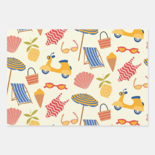 La dolce Vita Italiaanse zomer strand Patroon Inpakpapier Vel