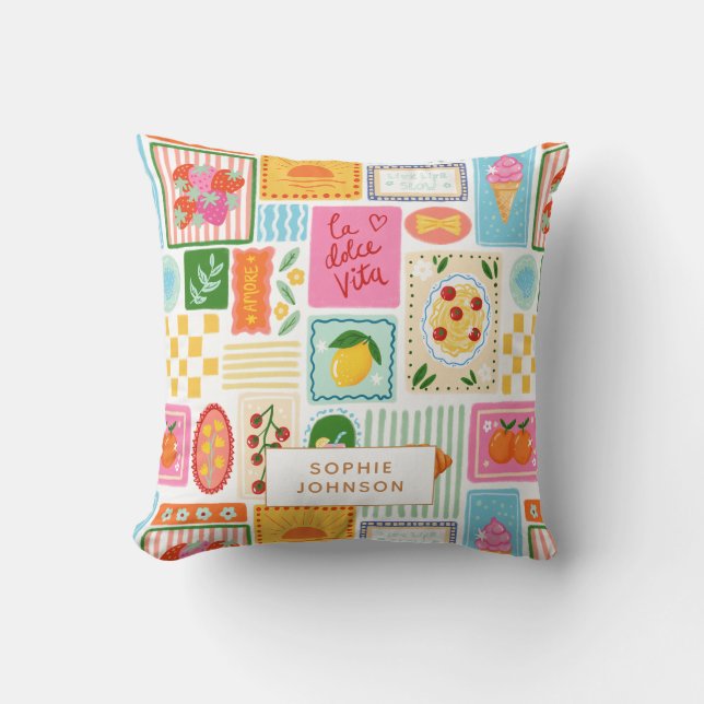 La Dolce Vita Italian French Personalized Colorful Kussen (Voorkant)