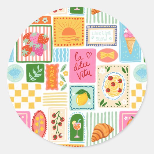 La Dolce Vita Italian French Personalized Colorful Ronde Sticker (Voorkant)