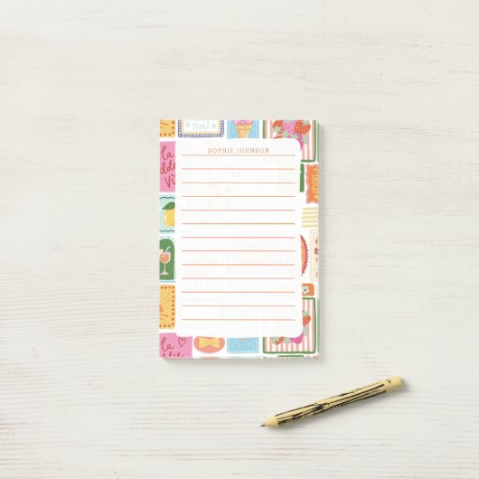 La Dolce Vita Italian French Personalized Girly Post-it® Notes (Op bureau)