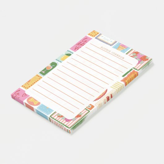 La Dolce Vita Italian French Personalized Girly Post-it® Notes (Schuin)
