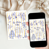 La Dolce Vita Italian Lemon Blue Bridal Shower  Kaart