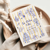 La Dolce Vita Italian Lemon Blue Bridal Shower  Kaart