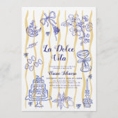 La Dolce Vita Italian Lemon Blue Bridal Shower  Kaart (Voorkant)