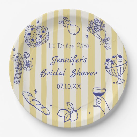 La Dolce Vita Italian Lemon Bridal Shower Papieren Bordje (Voorkant)