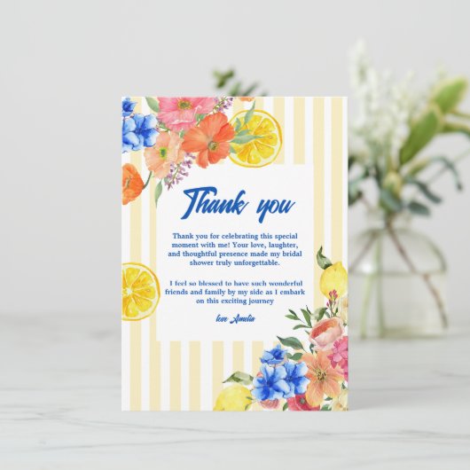 La dolce vita Italian Lemon Summer Vrijgezellenfee Bedankkaart (Staand voorkant)