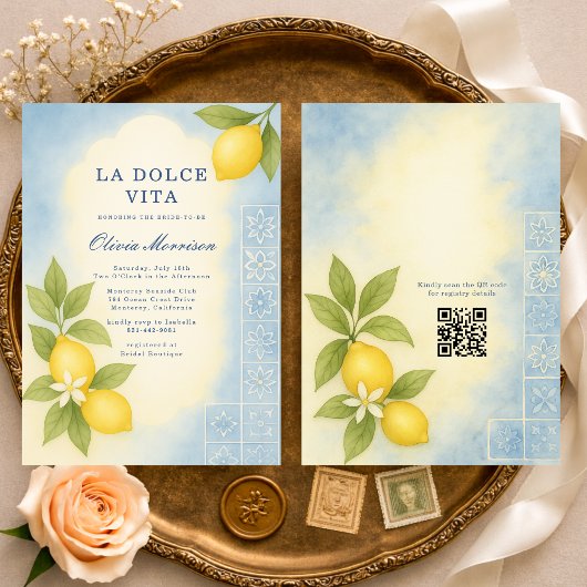 La Dolce Vita Italian QR Code Bridal Shower Kaart