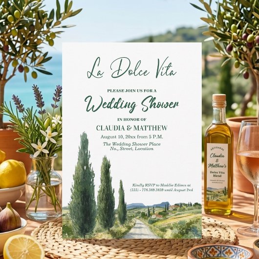 La Dolce Vita Italian View Wedding Shower Kaart