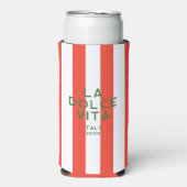 La Dolce Vita Italië Reizen Rode Cabana Stripes Seltzer Blikjeskoeler (Seltzer Voorkant)