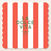 La Dolce Vita Italië Rode Cabana strepen Kartonnen Onderzetters (Voorkant)