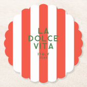 La Dolce Vita Italië Rode Cabana strepen Kartonnen Onderzetters (Voorkant)