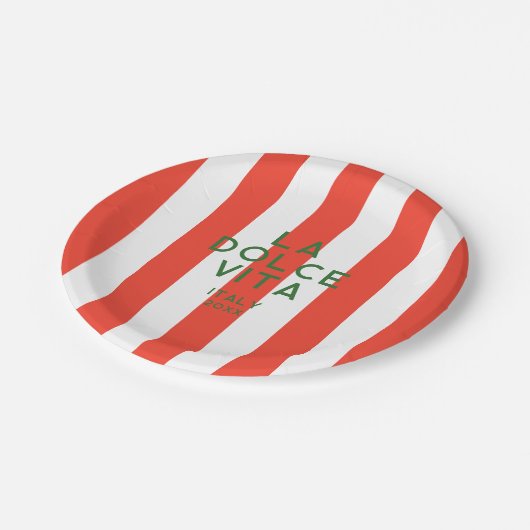 La Dolce Vita Italië Rode Cabana strepen Papieren Bordje (Gekanteld)