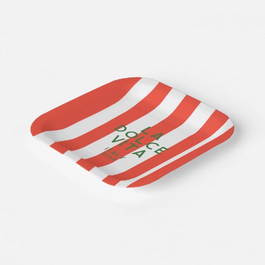 La Dolce Vita Italië Rode Cabana strepen Papieren Bordje (Gebogen)