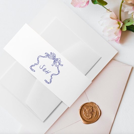 La Dolce Vita Kobalt Blauw Boho Retro Huwelijk Uitnodigingen Wikkel