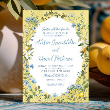 La Dolce Vita Lemon Bloemen Huwelijksuitnodiging
