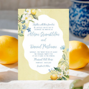 La Dolce Vita Lemon Bloemen Huwelijksuitnodiging Kaart