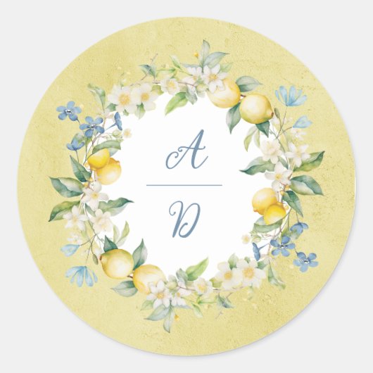 La Dolce Vita Lemon Bloemen Krans Trouwring Sticke Ronde Sticker (Voorkant)