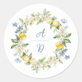 La Dolce Vita Lemon Bloemen Krans Trouwring Sticke Ronde Sticker (Voorkant)