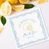 La Dolce Vita Lemon Blue Amalfi Italië Huwelijk Servet