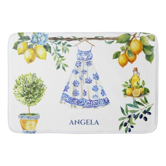 La Dolce Vita Lemon Blue Italië Badmat (Voorkant)