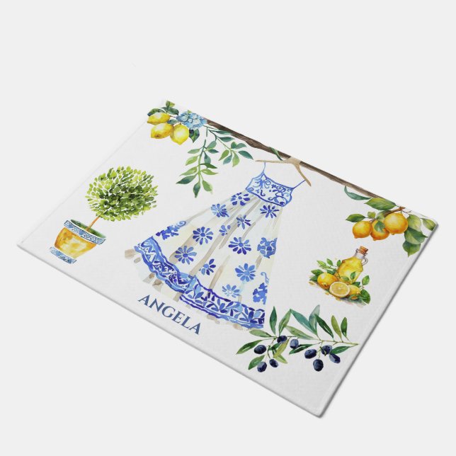 La Dolce Vita Lemon Blue Italië Deurmat (Schuin)