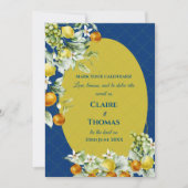 La Dolce Vita Lemon Blue Mediterranean Wedding Save The Date (Voorkant)