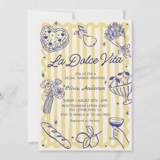 La Dolce Vita Lemon Bruids Douche Uitnodiging (Voorkant)