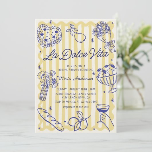 La Dolce Vita Lemon Bruids Douche Uitnodiging (Staand voorkant)