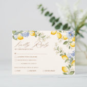 La Dolce Vita Lemon Citrus Mediterranean Wedding RSVP Kaartje (Staand voorkant)