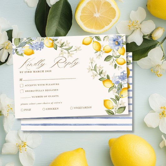 La Dolce Vita Lemon Citrus Mediterranean Wedding RSVP Kaartje