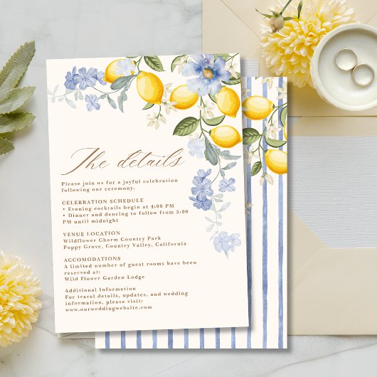 La Dolce Vita Lemon Citrus wedding details Informatiekaartje