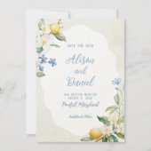 La Dolce Vita Lemon Floral Save The Date Kaart (Voorkant)