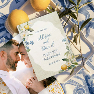 La Dolce Vita Lemon Floral Save The Date Kaart