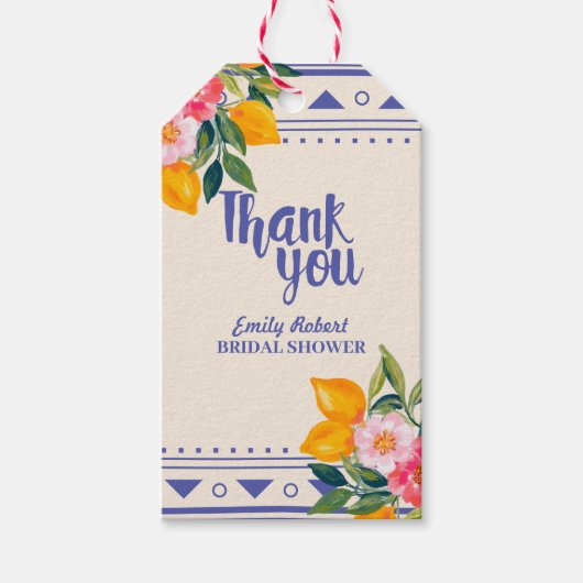 La Dolce Vita Lemon Floral Vrijgezellenfeest Favor Cadeaulabel (Voorkant)