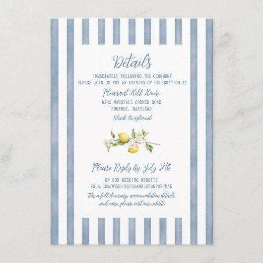 La Dolce Vita Lemon Floral Wedding Enclosure Kaart (Voorkant)