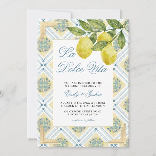 La Dolce Vita Lemon Italiaanse thema bruiloft Kaart (Voorkant)