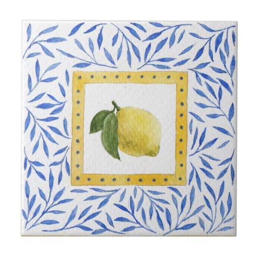 "La Dolce Vita" Lemon Mediterraan Italiaans Design Tegeltje (Voorkant)
