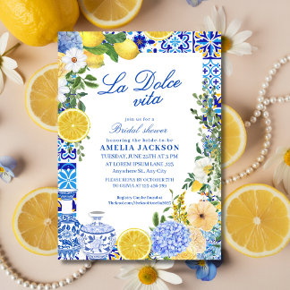 La Dolce Vita Lemon Mediterranean Bridal shower Kaart